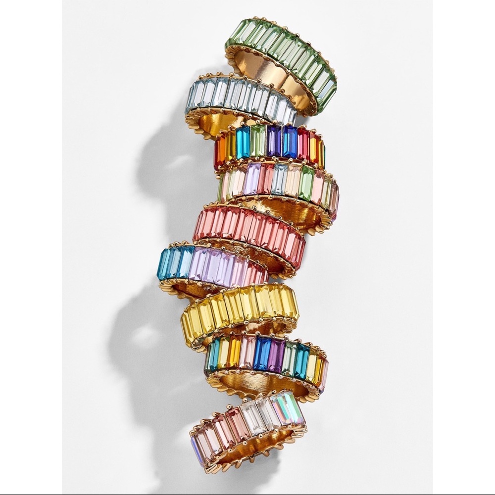Bauble Bar Stackable Rainbow Crystal Rings 7/8
